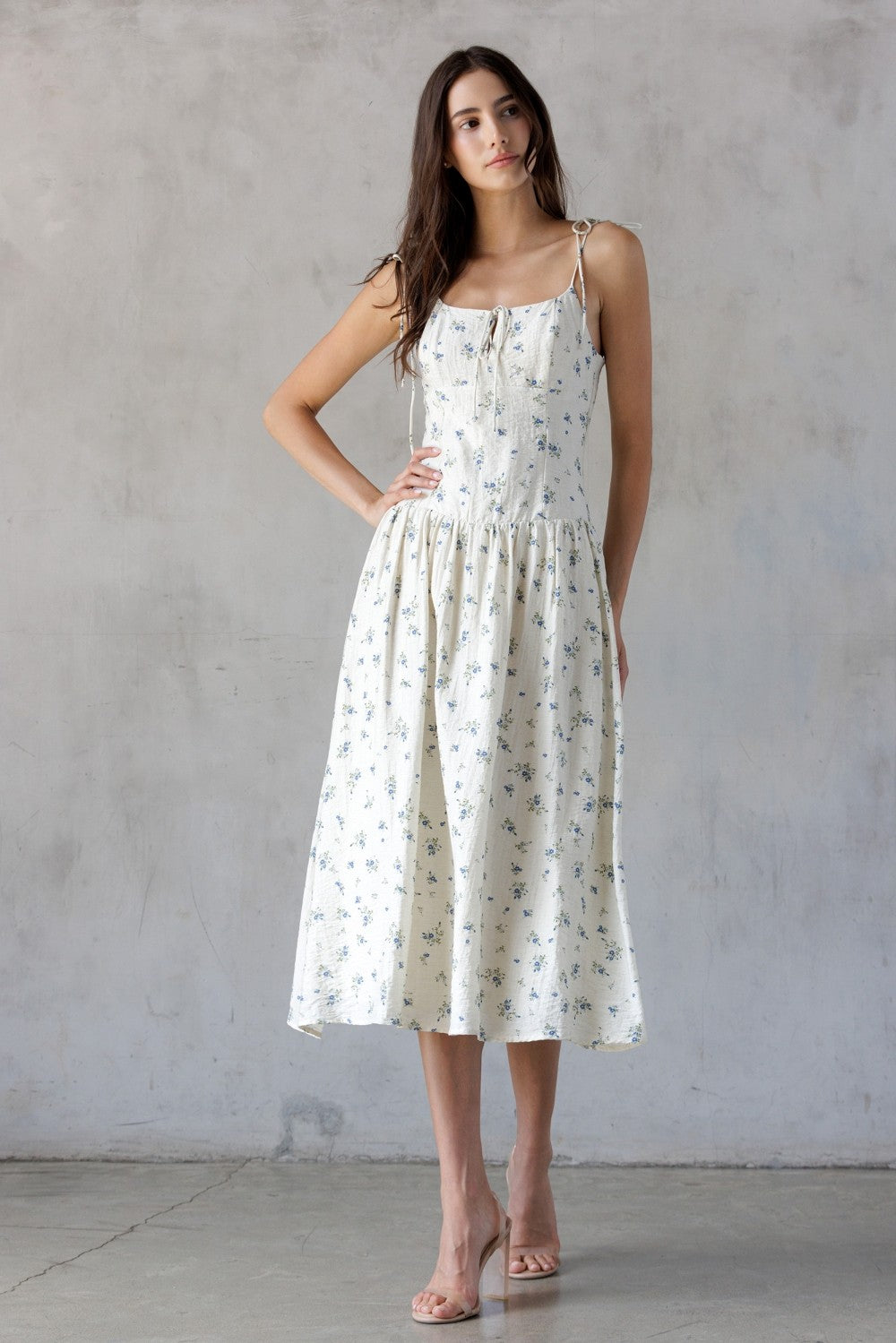 Carissa Floral Tie Straps Midi Dress - Be You Boutique