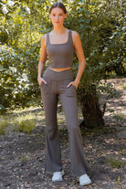 Nicolas Ribbed V High Waist Flare Leggings - Be You Boutique