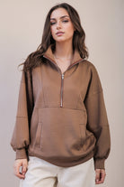 Carly Quarter Zip Mock Neck Sweatshirt - Be You Boutique