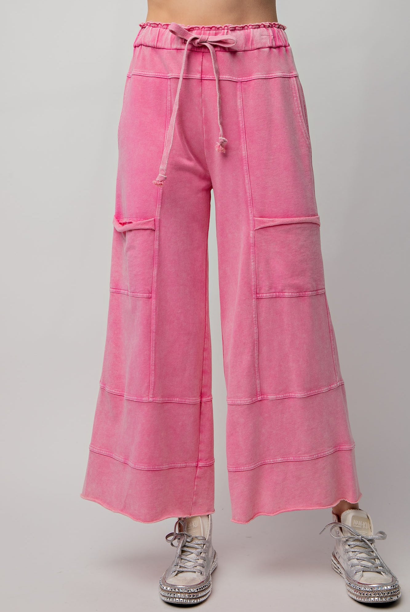 SPRING 2024 Bradley Mineral Washed Terry Knit Wide Leg Pants - Be You Boutique