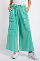 Mateo Mineral Washed Wide Leg Cargo Pants - Be You Boutique