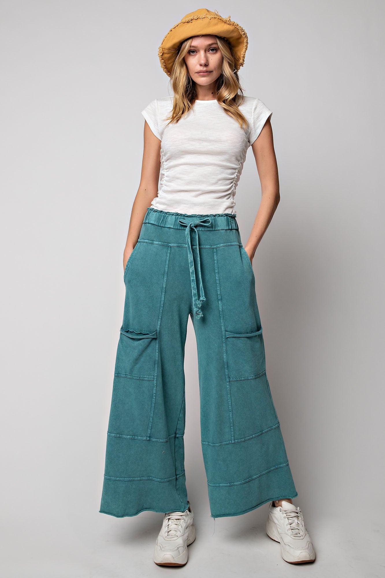 Bradley Mineral Washed Terry Knit Wide Leg Pants - Be You Boutique