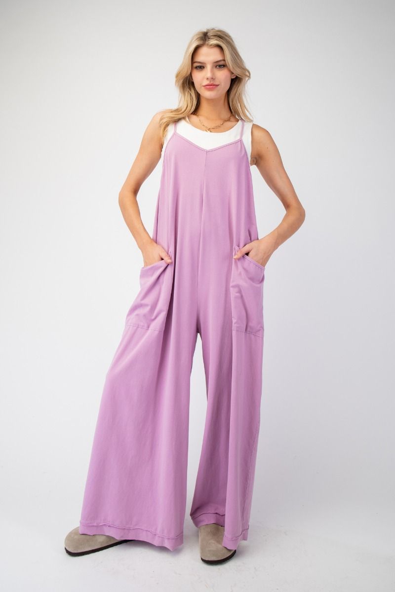 Marjorie Wide Leg Mineral Washed Cotton Span Jumpsuit - Be You Boutique