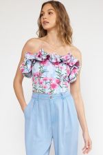Summer Floral Print Ruffle Detail Tube Top - Be You Boutique