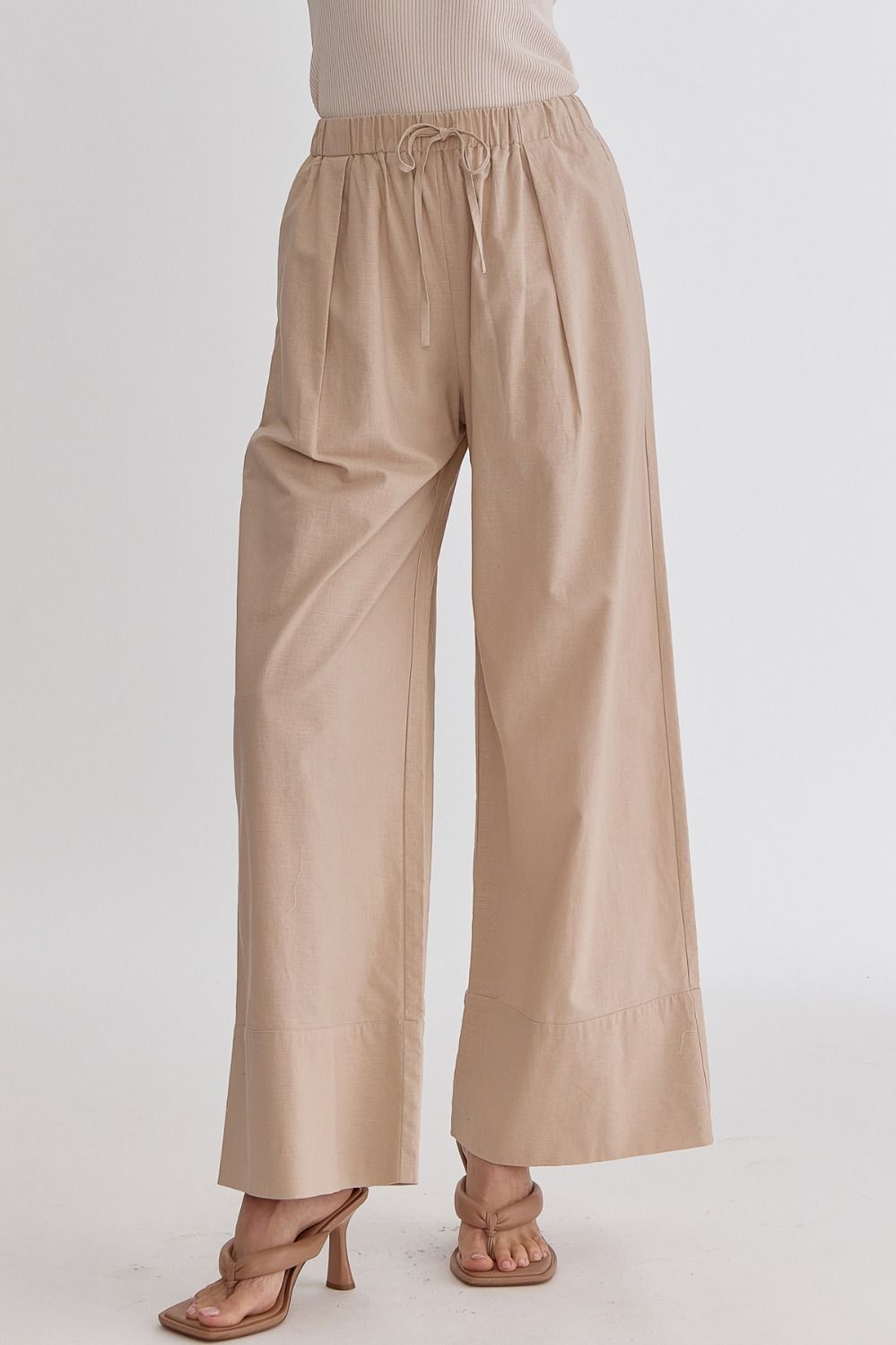 Winifred High Waisted Wide Leg Drawstring Waist Pants - Be You Boutique