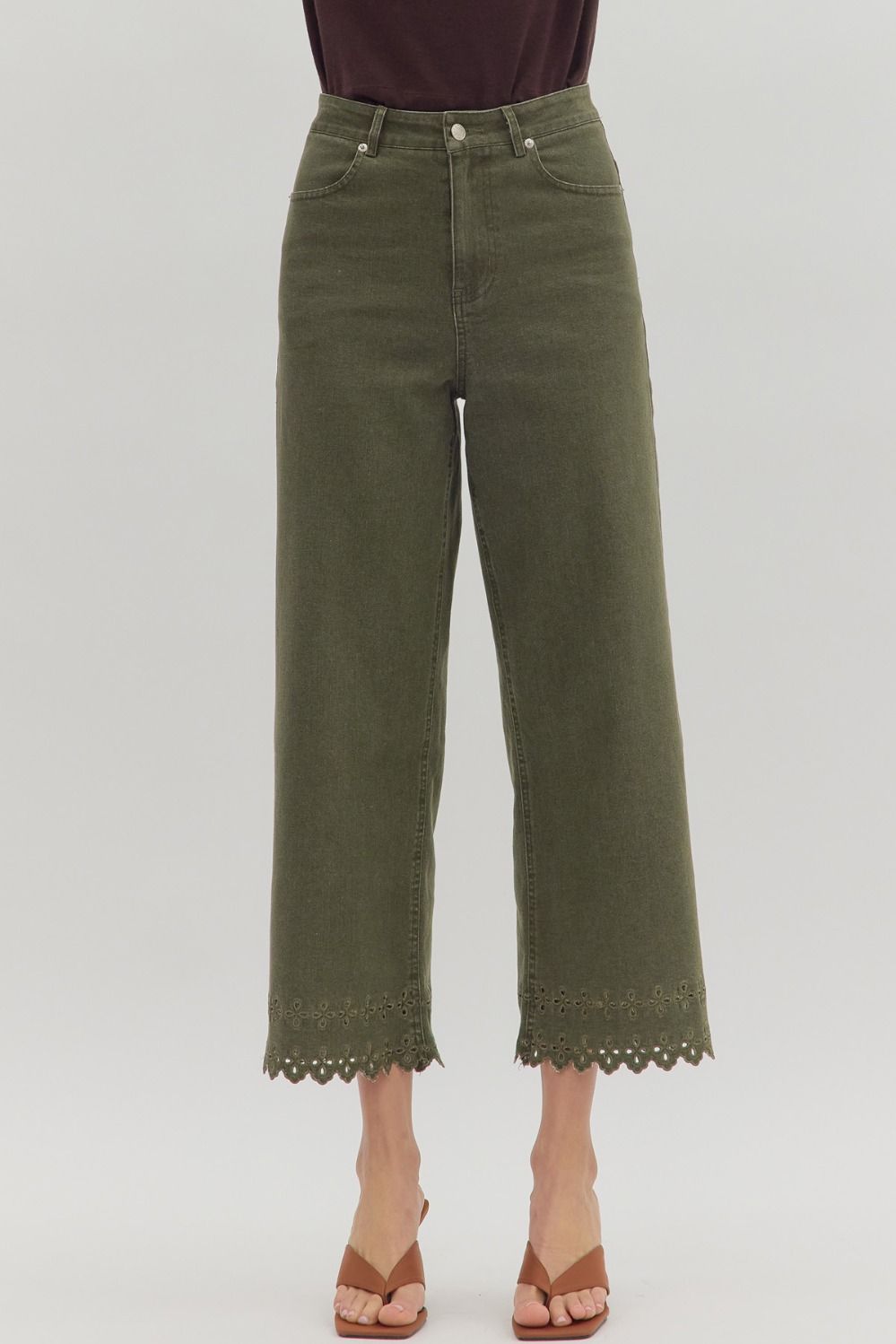 Boone Lace Trim Straight Leg Pant - Be You Boutique