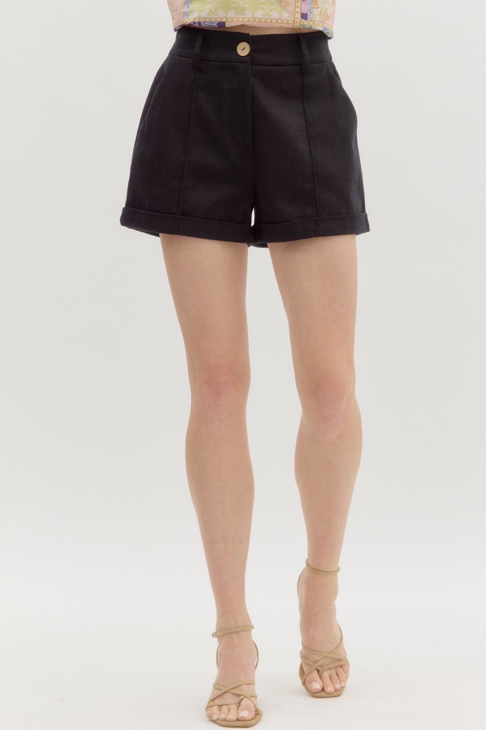 Luna High Waisted Cuffed Pintuck Short - Be You Boutique
