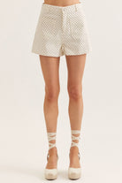 ENTRO Ellen Cream Polka Dot Printed Short, 152 shorts with a stylish polka dot pattern and comfortable fit.