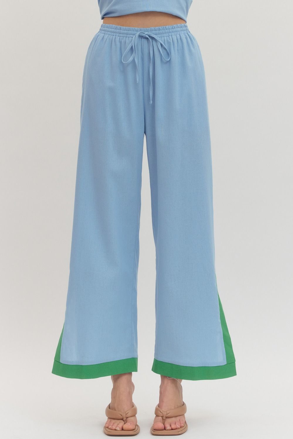 ENTRO Coy Contrasted Hem Pant, stylish 156 pants with bold contrasting hem detail, casual and trendy fashion bottom.