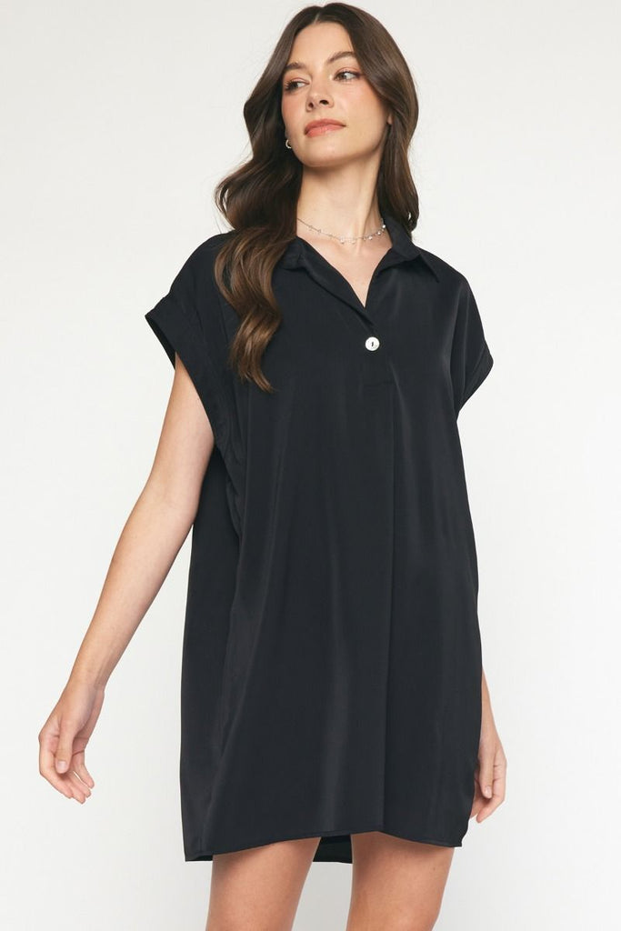 Hope Collared Short Sleeve Button Detail Dress - Be You Boutique