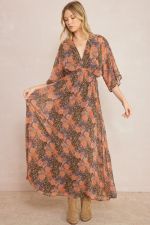 Callan Floral Print V Neck Half Sleeve Maxi Dress - Be You Boutique