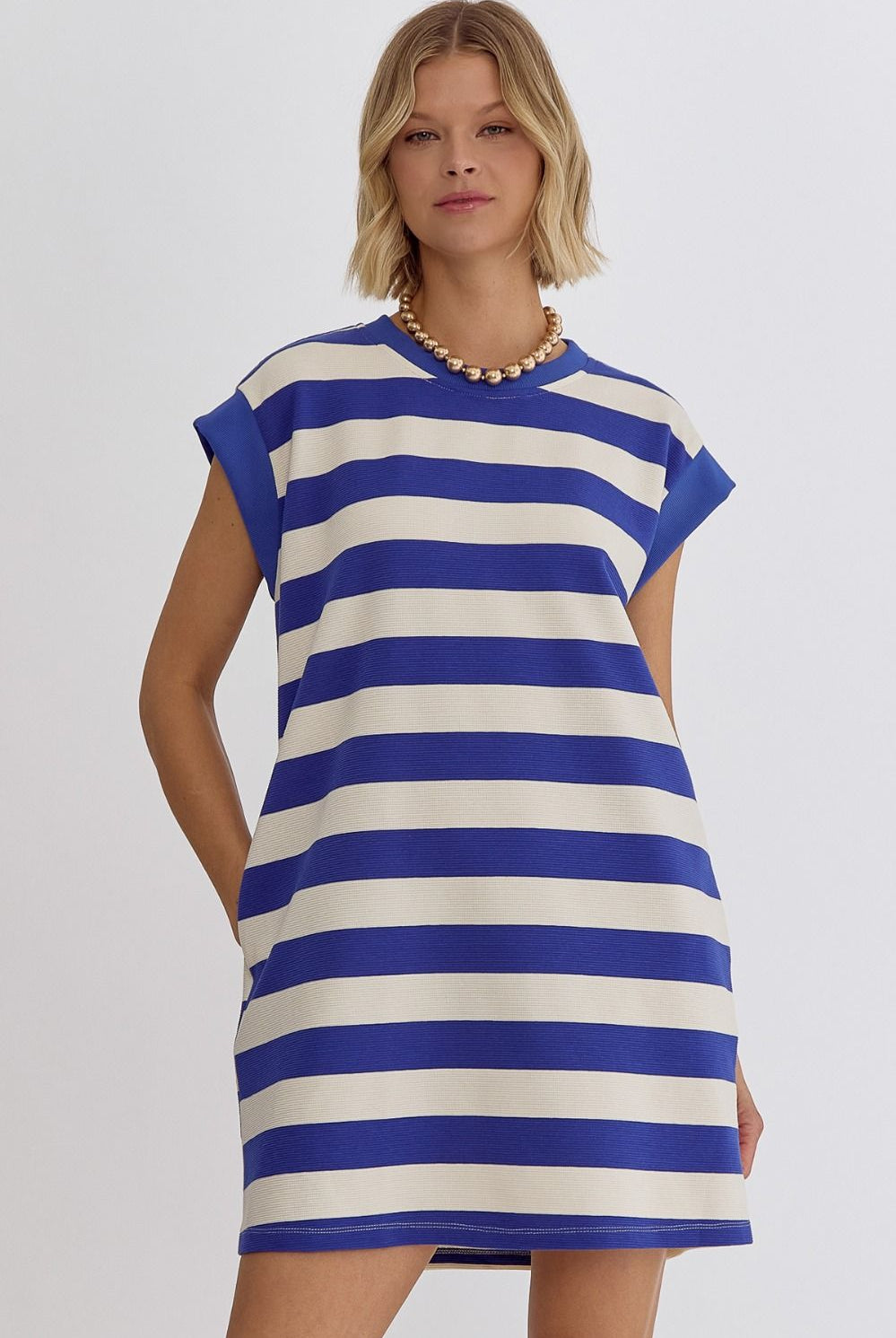 Florence Stripe Sleeveless Dress With Pockets - Be You Boutique