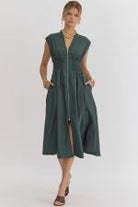 Lena V Neck Sleeveless Zippered Midi Dress - Be You Boutique