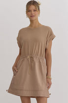 Audrey Round Neck Short Sleeve Dress (new color Tan) - Be You Boutique