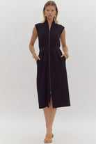 SPRING2025 Kelly Sleeveless Zip Up Midi Dress - Be You Boutique