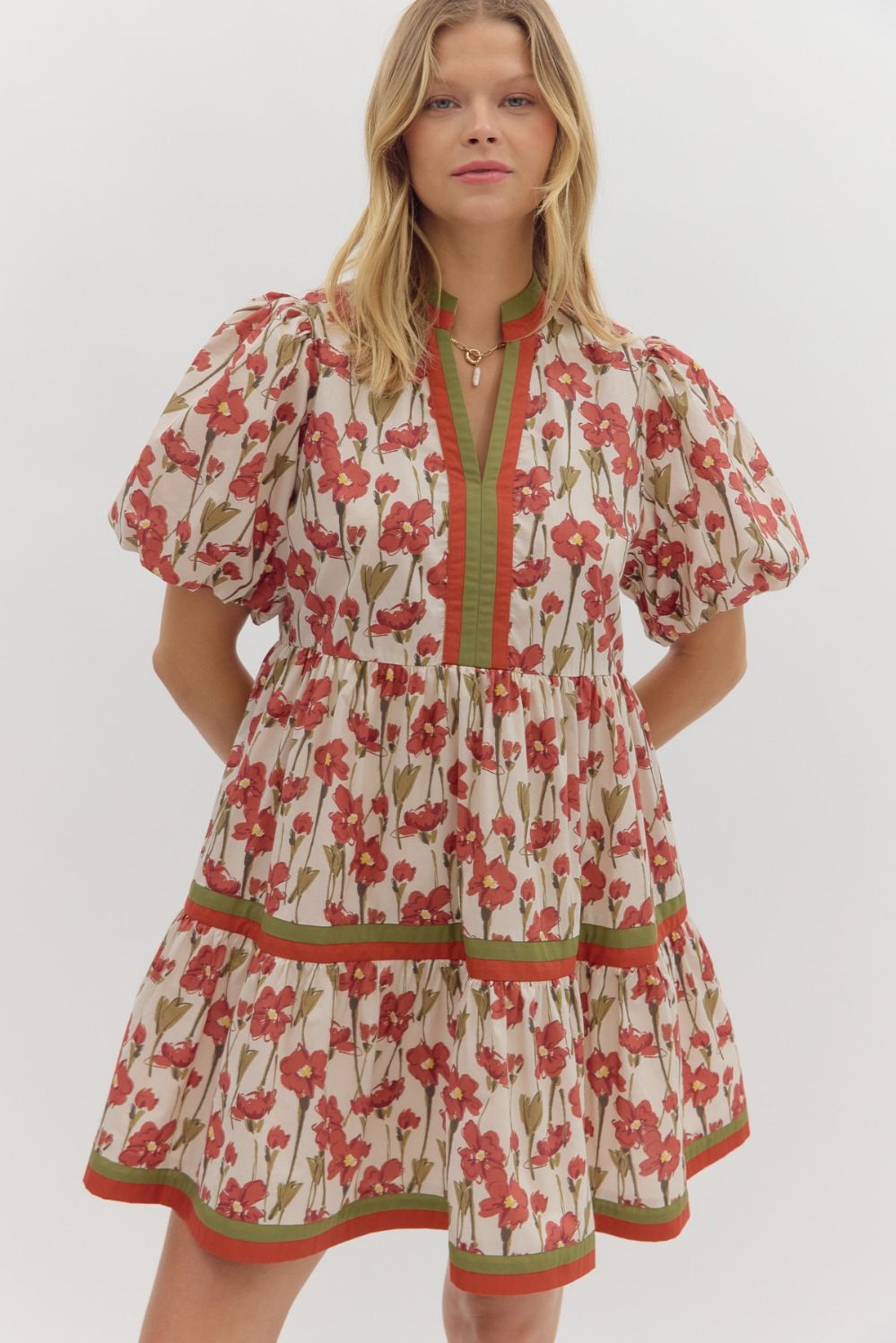 Pamela Floral Puff Sleeve Dress - Be You Boutique