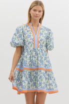 Carrie Floral Printed Contrasting Trim Dress - Be You Boutique