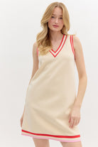 Shiann Varsity Striped V Neck Dress - Be You Boutique
