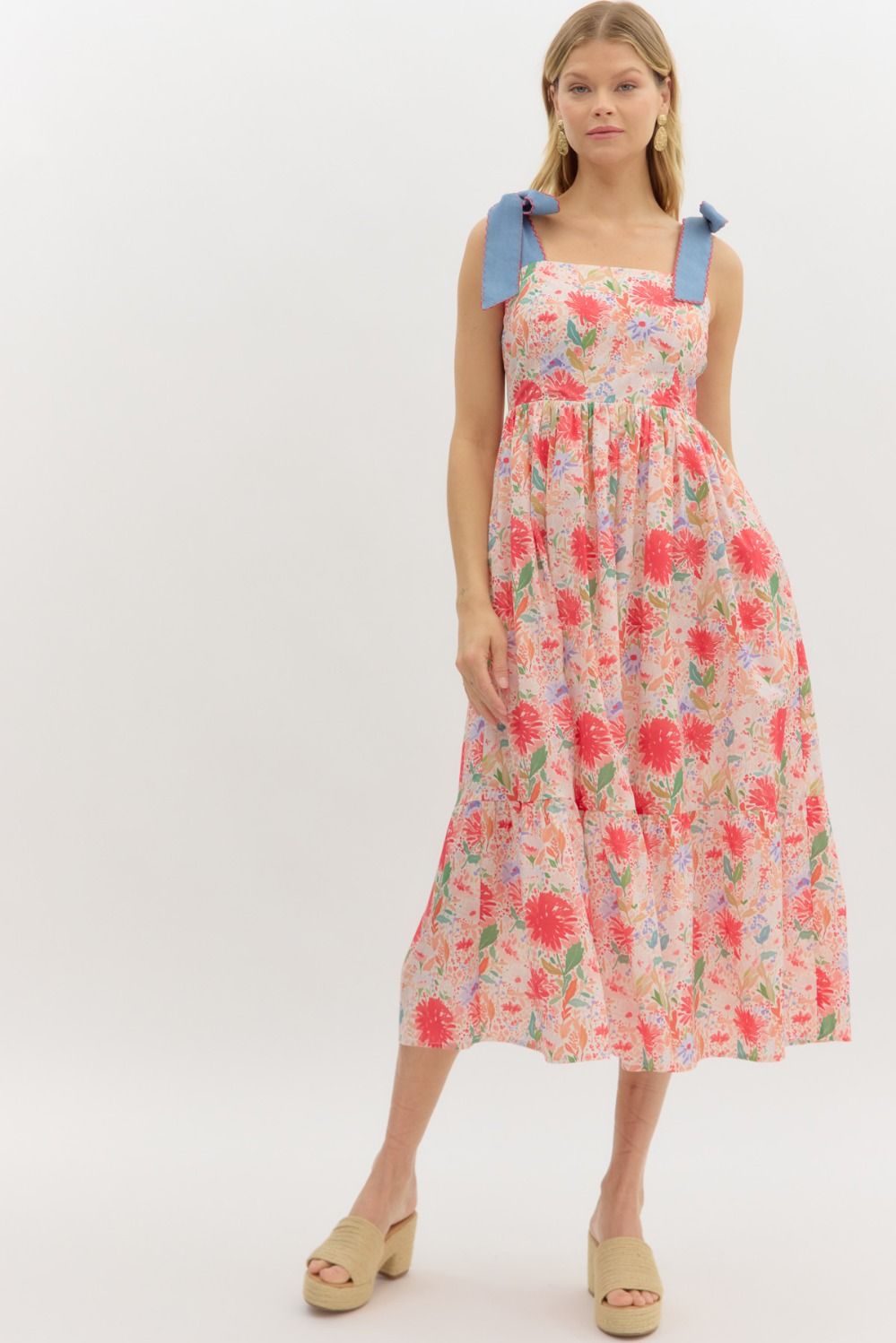 Chrissy Floral Bow Tie Strap Dress - Be You Boutique