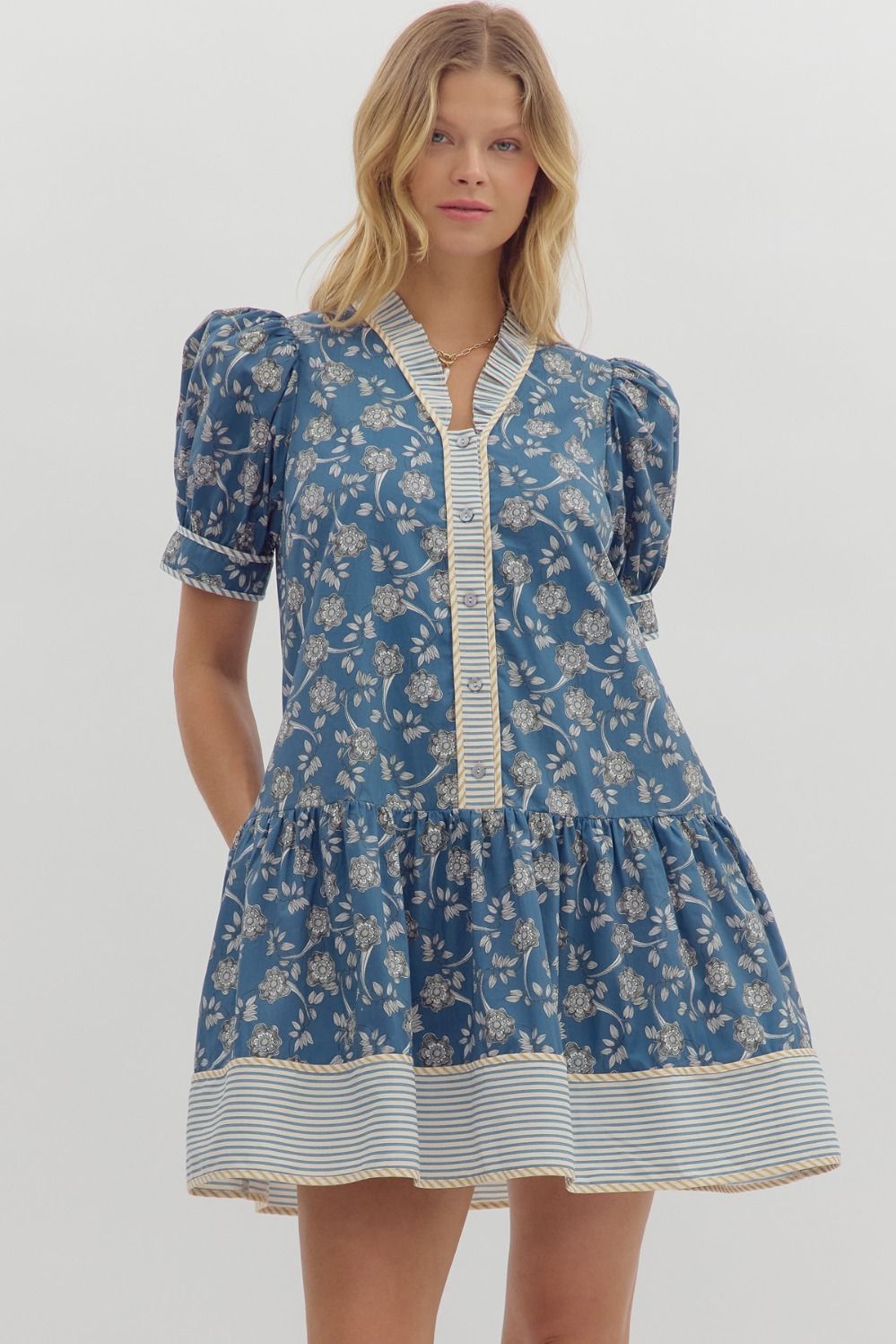 Katrina Floral Puff Sleeve Dress - Be You Boutique