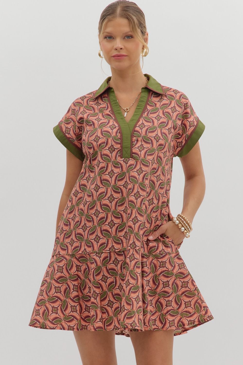 Lindy Abstract Print Collared Dress **waiting on regular - Be You Boutique