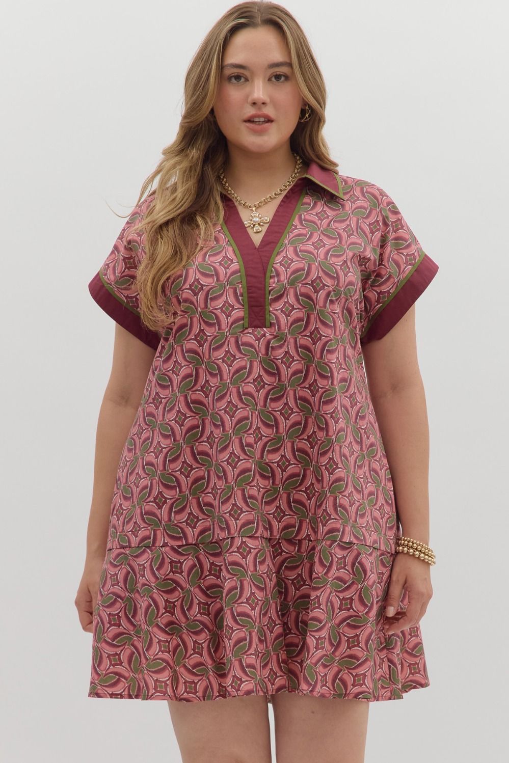 Lindy Abstract Print Collared Dress - Be You Boutique