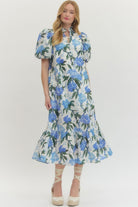 Lauren Puff Sleeve Floral Printed Dress - Be You Boutique