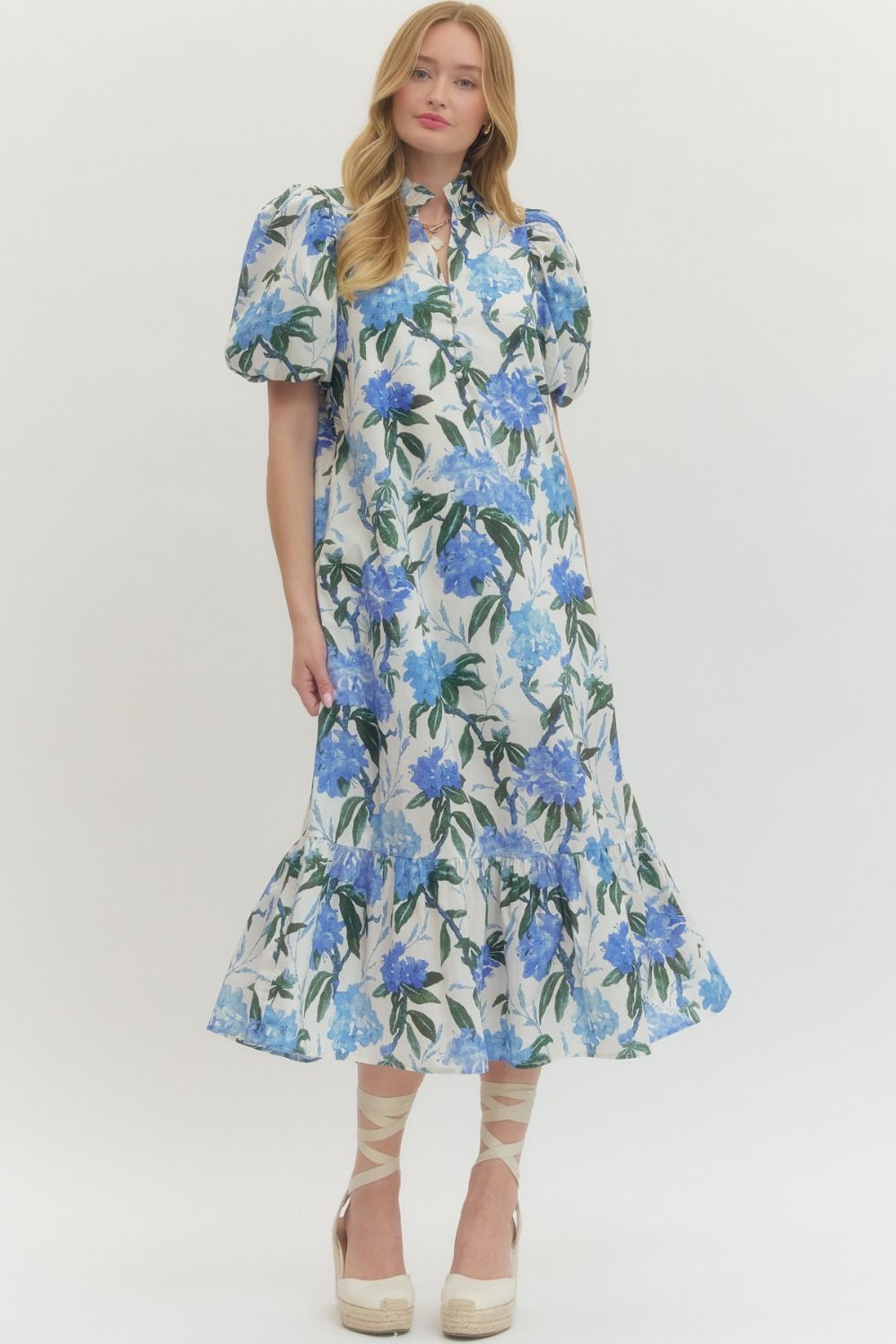 Lauren Puff Sleeve Floral Printed Dress - Be You Boutique