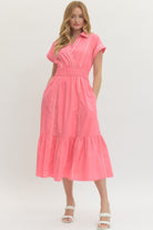 Carson Lt Pink Piping Seam Detailed Midi Dress - Be You Boutique