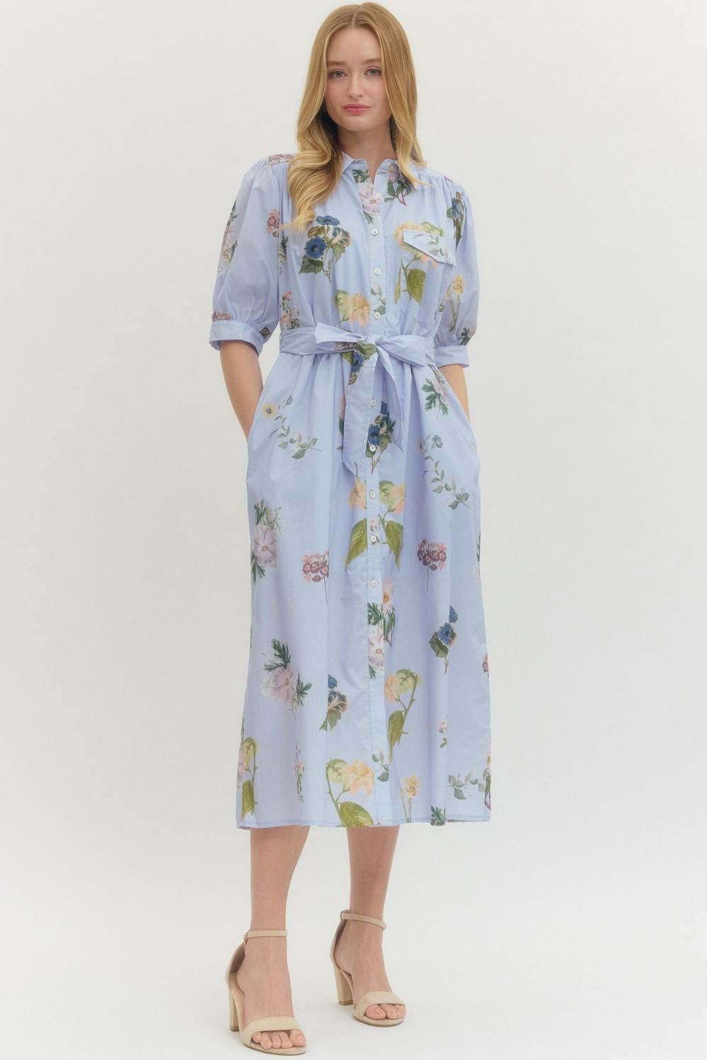 Madeline Floral Tie Waist Midi Dress - Be You Boutique