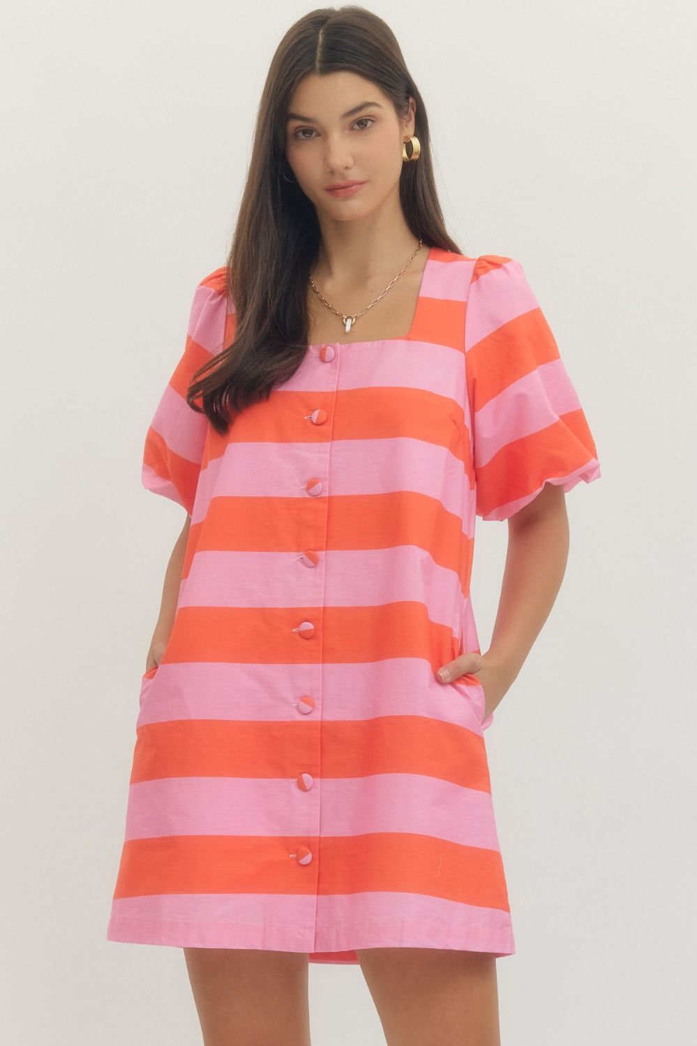 Marty Striped Button Down Dress - Be You Boutique