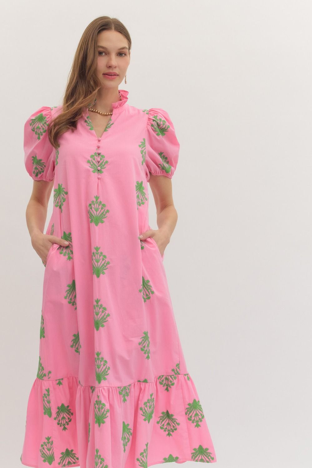 Selena Botanical printed dress by ENTRO, a stylish 125 dressy dress with floral botanical pattern and elegant design.