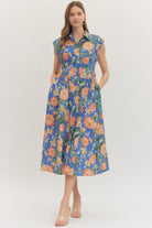 Floral printed mid-length dress by ENTRO featuring a stylish design, perfect for dressy occasions.