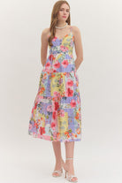 Entro floral patchwork dress featuring a stylish 125 dressy dress design with vibrant floral patterns and elegant fit.