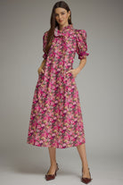 Kimmie Floral Ruffle Trim Dress by ENTRO, a stylish dress with floral pattern and ruffle details, perfect for dressy occasions.