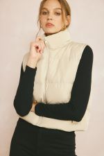 Benji Cropped Puffer Zip Up Vest with Pockets - Be You Boutique