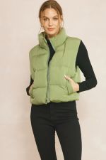 Benji Cropped Puffer Zip Up Vest with Pockets - Be You Boutique
