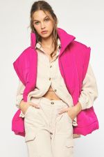 Bryson Quilted Oversized Zip Up Vest With Pockets - Be You Boutique