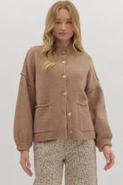 Kris Long Sleeve Gold Hammered Button Cardigan - Be You Boutique