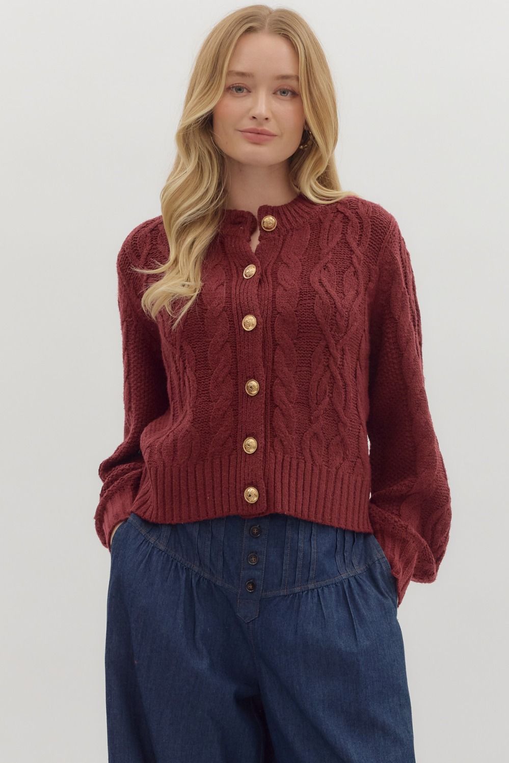 Corina Cable Knit Sweater Cardigan - Be You Boutique