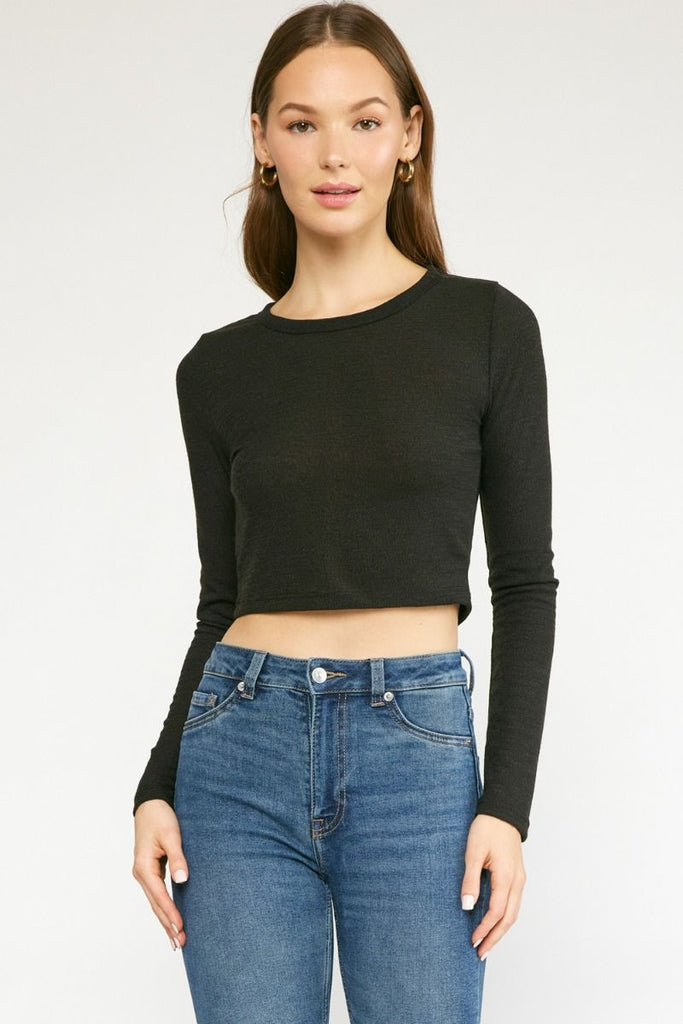 Quinton Long Sleeve Round Neck Crop Top - Be You Boutique