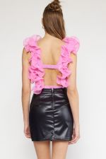 Bella Round Neck Sleeveless Bodysuit with Organza Trim - Be You Boutique