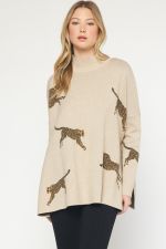 Lola Mock Neck Long Sleeve Animal Print Sweater - Be You Boutique
