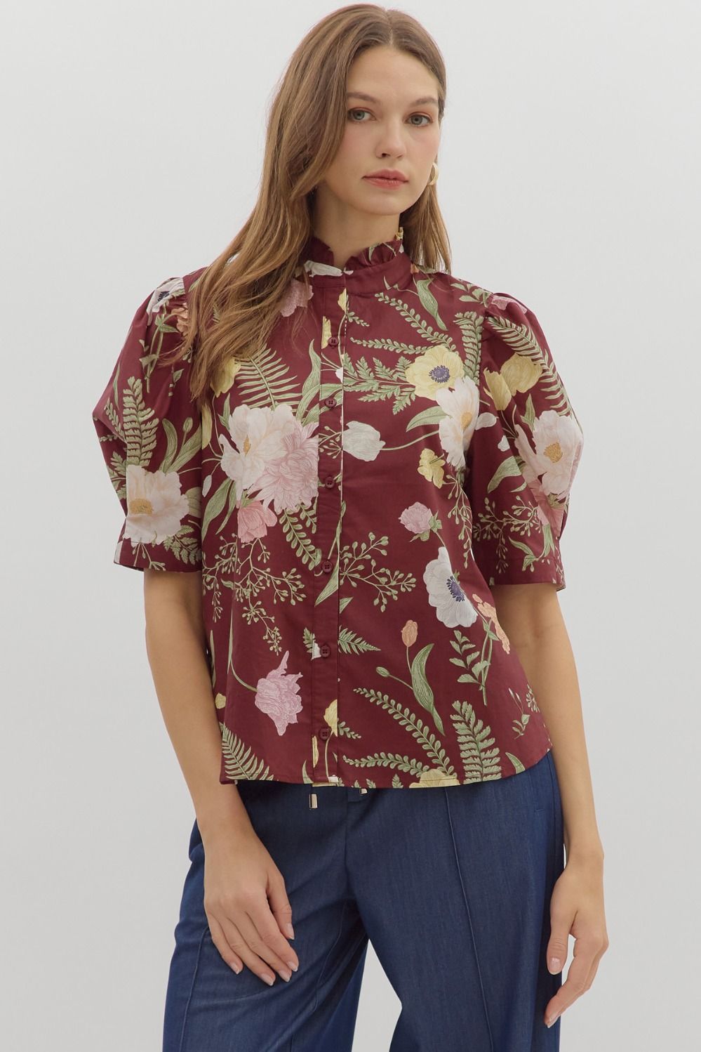 Sandra Floral Puff Sleeve Top **waiting on regular** - Be You Boutique
