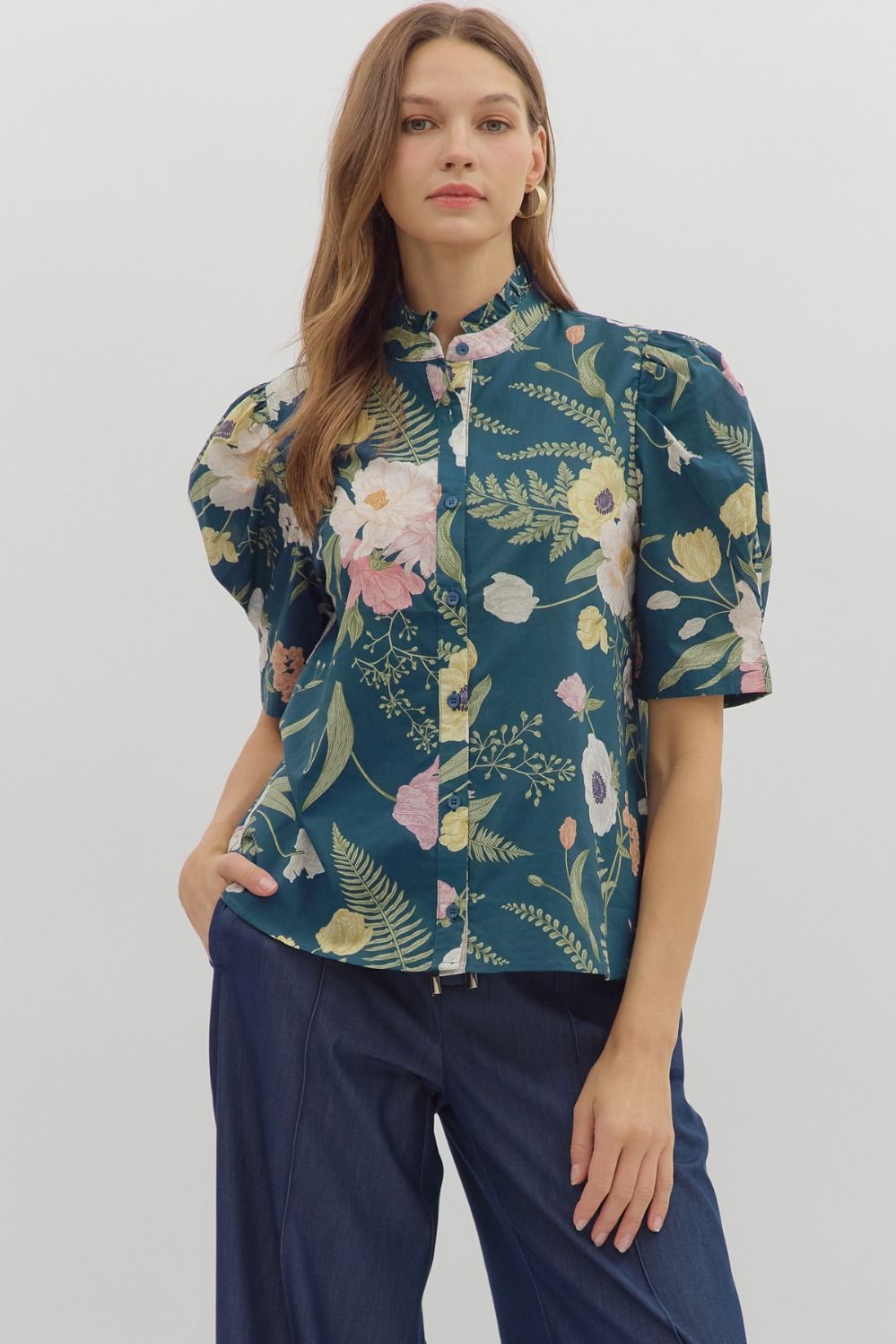 Sandra Floral Puff Sleeve Top - Be You Boutique