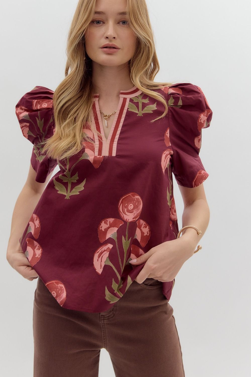 Faith Floral Printed Puff Sleeve Top *waiting on reg* - Be You Boutique