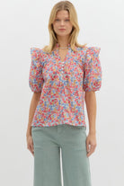 Rita Ditsy Floral Puff Sleeve Top - Be You Boutique