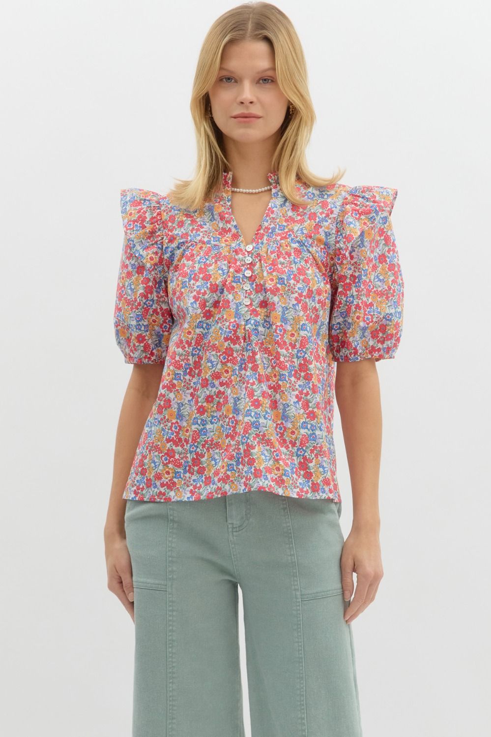 Rita Ditsy Floral Puff Sleeve Top - Be You Boutique
