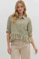 Alayna Striped Ruffle Trim Top - Be You Boutique