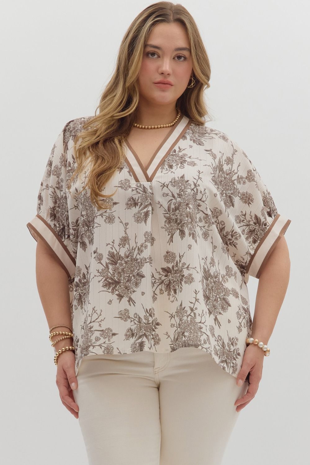 Taylor Floral Split Neck Top - Be You Boutique